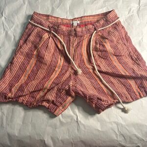 J Jill Love Linen Striped Shorts Womens Size 10 Casual‎ Summer Rope Belt Preppy